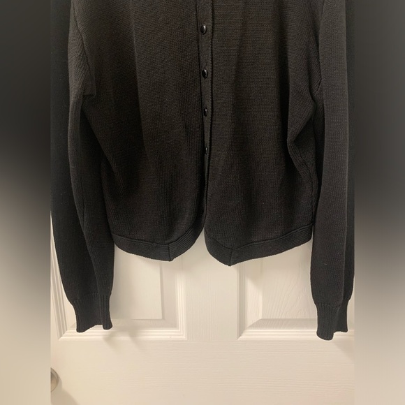 Vintage Robin Sickler Black Cardigan w/ Pearl Like Collar SZ Medium - Picture 3 of 4